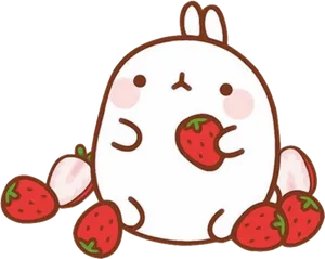 Molang_with_ Strawberries.png PNG Image