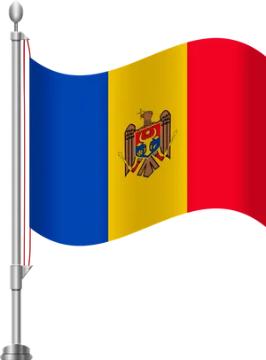 Moldova National Flagon Pole PNG Image