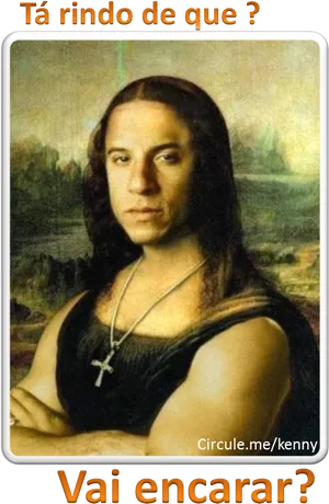 Mona Lisa Parodywith Modern Man PNG Image