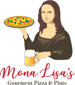 Mona Lisa Pizzaand Pints PNG Image