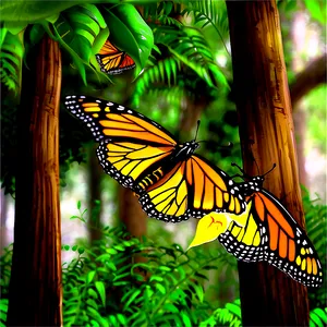 Monarch Butterflies In Forest Png 25 PNG Image