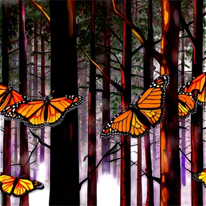 Monarch Butterflies In Forest Png Rcd PNG Image