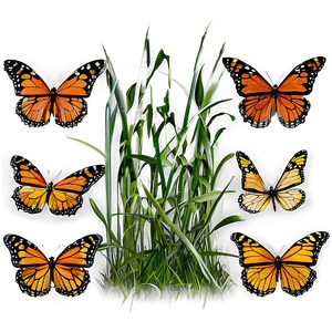 Monarch Butterflies In Grass Png Grh PNG Image