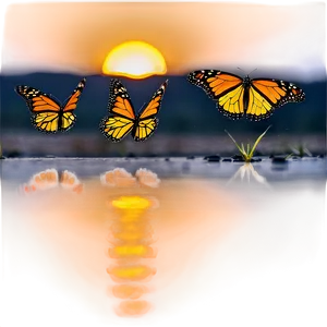 Monarch Butterflies In Sunset Png Lru PNG Image