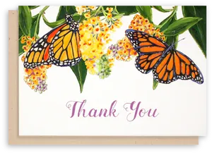 Monarch Butterflies Thank You Card PNG Image