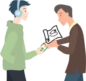 Money Exchange Between Two People PNG Image