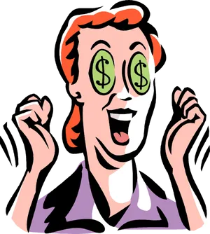 Money Eyed Cartoon Character PNG Image