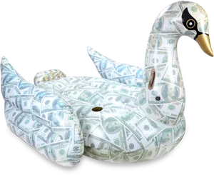 Money Printed Swan Pool Float PNG Image