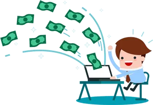 Money Rain Cartoon Businessman PNG Image