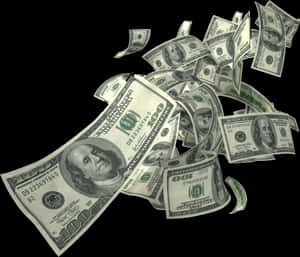 Money Rain Floating Dollars PNG image with transparent background