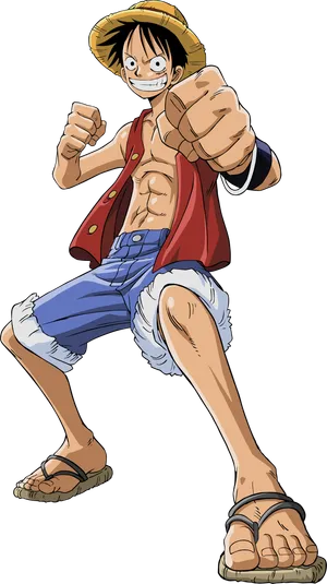 Monkey D Luffy One Piece Anime Pose PNG Image