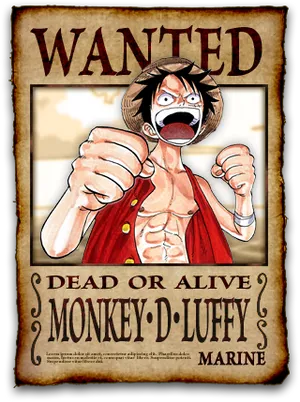 Monkey D Luffy Wanted Poster PNG Image