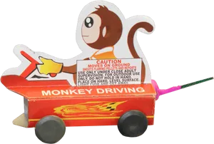 Monkey Driving Toy Car PNG Image