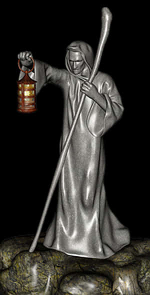 Monkwith Lantern Statue PNG image with transparent background