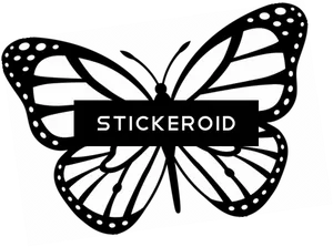 Monochrome Butterfly Graphic Stickeroid PNG Image