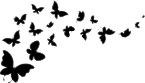 Monochrome Butterfly Silhouettes PNG Image