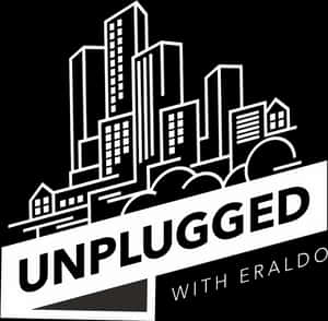 Monochrome Cityscape Unplugged Logo PNG image with transparent background