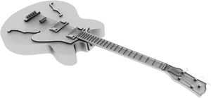 Monochrome Electric Guitar PNG Image