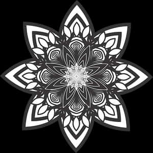Monochrome Floral Mandala Design PNG image with transparent background