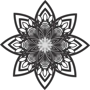 Monochrome Floral Mandala Design PNG Image