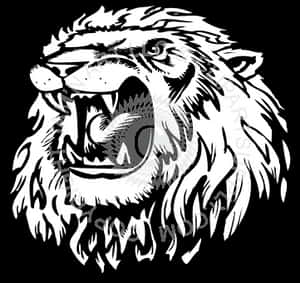 Monochrome Lion Artwork PNG image with transparent background