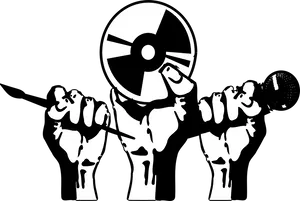 Monochrome Megaphone Protest Art PNG Image