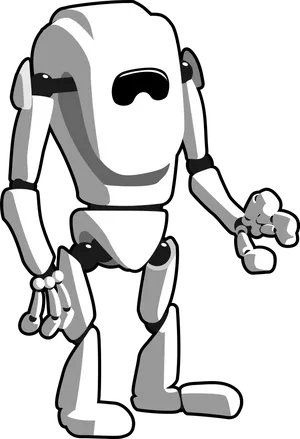 Monochrome Robot Illustration PNG Image