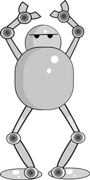 Monochrome Robot Illustration PNG Image