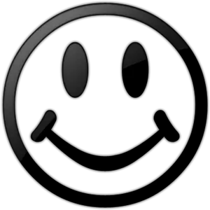 Monochrome Smiley Face Icon PNG Image