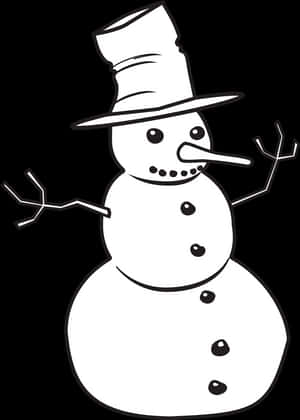 Monochrome Snowman Illustration PNG with transparent background