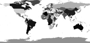 Monochrome World Map Projection PNG Image