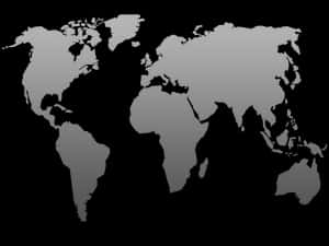 Monochrome World Map Silhouette PNG image with transparent background