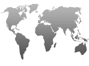 Monochrome World Map Silhouette PNG Image