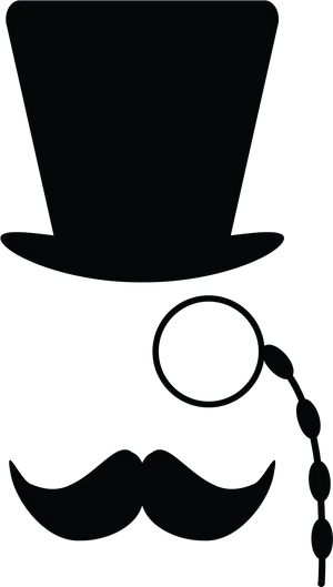 Monocle Top Hatand Mustache Icon PNG Image