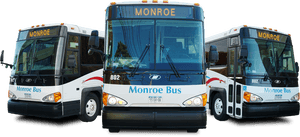 Monroe Bus Fleet Tour Transportation PNG image with transparent background