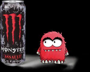 Monster Assault Energy Drinkwith Cartoon Monster PNG