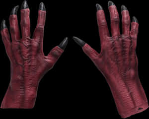 Monster Hands Red Skin Black Claws PNG image with transparent background