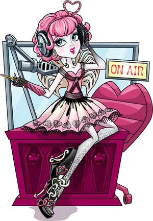 Monster High Radio Host Illustration PNG Image