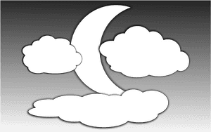Moon Black And White Clouds And The Moon 2 Clipart - Moon And Clouds Clipart Black And White, HD Png Download PNG image with transparent background