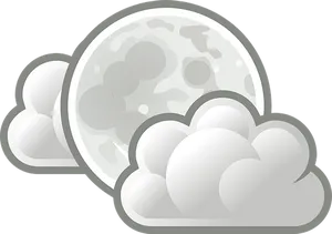 Moonand Clouds Vector Illustration PNG Image