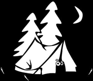 Moonlit Camping Scene Vector PNG with transparent background