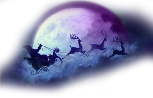 Moonlit Sleigh Ride Silhouette PNG Image