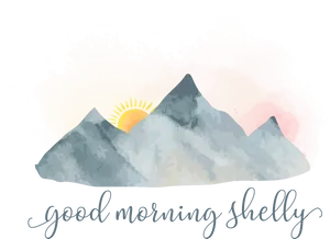 Morning Mountain Sunrise Greeting PNG Image