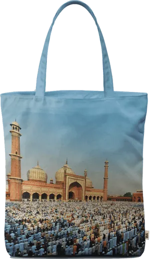 Mosque Printed Tote Bag PNG Image