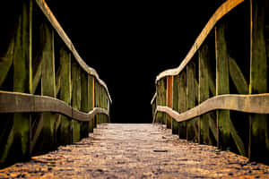 Mossy Wooden Bridgeat Night PNG image with transparent background