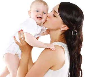 Mother Baby Affectionate Kiss PNG Image