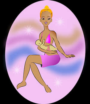 Mother Breastfeeding Baby Cartoon PNG image with transparent background