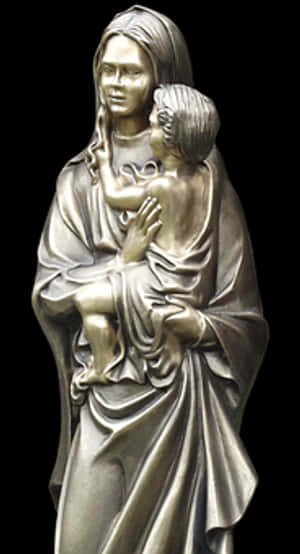 Mother Child Embrace Statue PNG image with transparent background