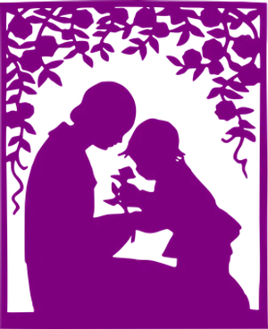 Mother Child Silhouette Art PNG Image