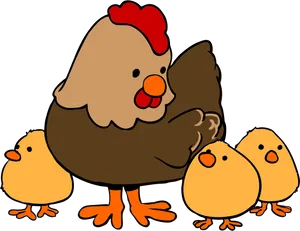 Mother Hen With Chicks Illustration PNG Image